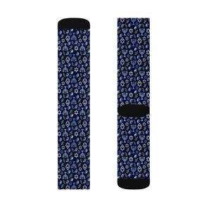 Blue Hanukkah Menorah Pattern Socks