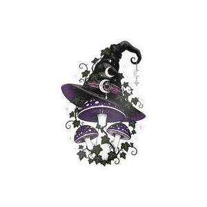 Mystical witch hat mushroom kiss-cut vinyl decal - home decor decals