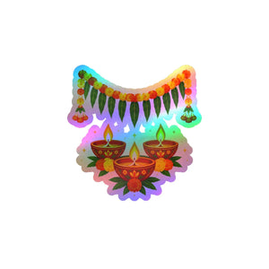 Diwali diyas and marigold toran kiss-cut vinyl decal - home decor decals