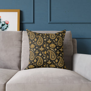 Vintage Black and Gold Paisley Pillow