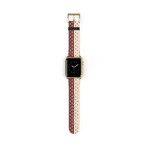 Vintage Holiday Pattern Watch Band — Red & Cream Nordic Stripe Apple Watch Band