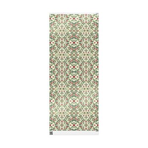 Holiday Holly Wrapping Paper Roll — Vintage Green & Red Mistletoe Pattern