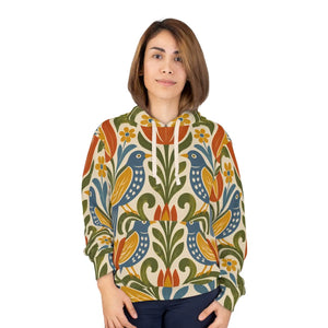 Folk art floral bird pullover hoodie - hoodies
