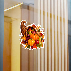 Thanksgiving harvest cornucopia kiss-cut vinyl decal - home decor decals