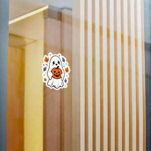Cute ghost pumpkin halloween kiss-cut vinyl decal - home decor decals