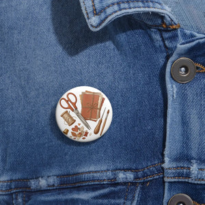 Crafting Tools Pin Button — Cute Scrapbooking & Stationery Badge