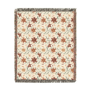 Boho Floral Woven Blanket – Cozy Southwestern Throw for Living Room & Bedspread