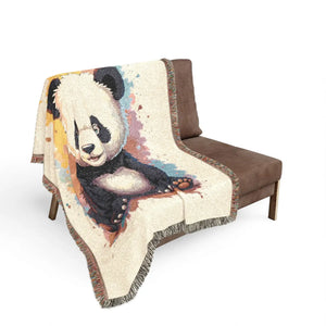 Panda Woven Blanket — Cute Cartoon Panda Throw for Kids & Nursery