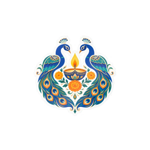 Peacock diya kiss-cut vinyl decal - home decor decals