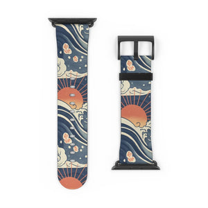 Sunrise wave watch band, japanese pattern apple strap - bands