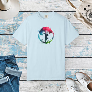 A girl hugging a tree World Environment Day Unisex Garment-Dyed T-shirt