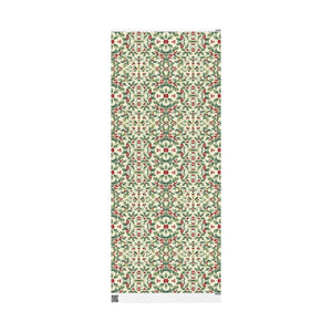 Holiday Holly Wrapping Paper Roll — Vintage Green & Red Mistletoe Pattern