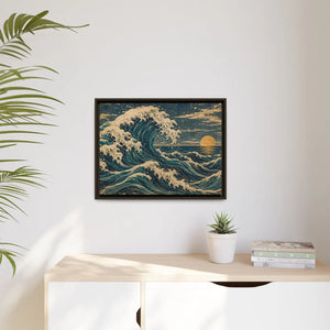 Framed canvas wall art vintage japanese great wave ocean print - printable