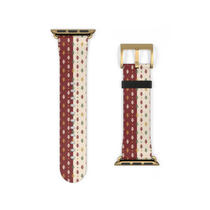 Vintage Holiday Pattern Watch Band — Red & Cream Nordic Stripe Apple Watch Band