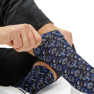 Blue Hanukkah Menorah Pattern Socks