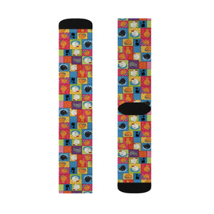 Colorful Patchwork Art Socks — Vibrant Sublimation Crew Socks