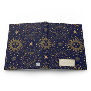 Celestial Sun & Moon Hardcover Journal — Midnight Starry Notebook