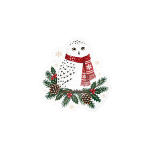 Christmas snowy owl kiss-cut vinyl decal - home decor decals