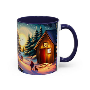 Cottage in Snowy mountains, Accent Coffee Mug, 11oz