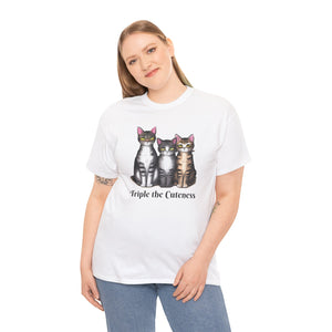 Three Cats, Triple the cuteness, Unisex Heavy Cotton Tee