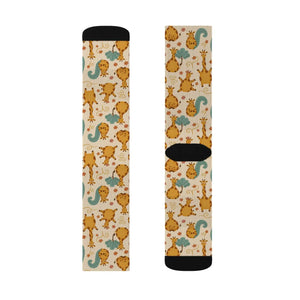 Cute Giraffe Pattern Sublimation Socks — Fun Animal Crew Socks for Kids & Adults