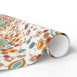 Wrapping Paper Roll — Boho Floral Medallion Gift Wrap (Retro Teal, Mustard & Coral)