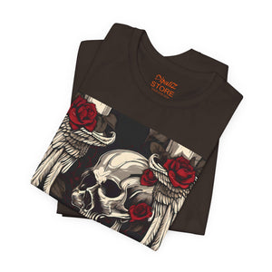 Skulls, Roses and wings for Halloween , Unisex Jersey Short Sleeve Tee