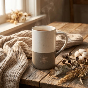Snowflake engraved ceramic mug - mugs