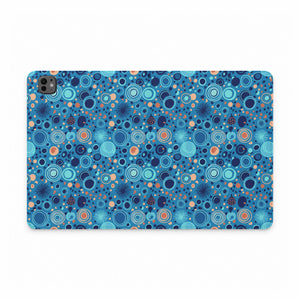 Blue Retro Circles Tablet Folio Case — Geometric Oceanic Pattern