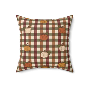 Autumn Pumpkin Plaid Pillow