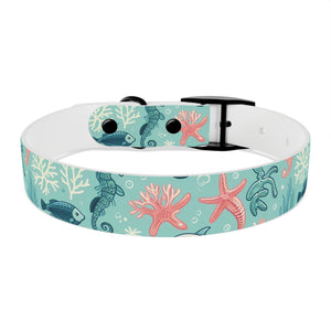 Sea Life Dog Collar — Aqua Fish & Coral Pattern for Pets