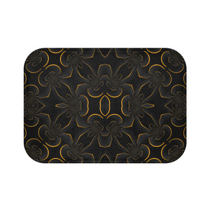 iDigitalStock, golden abstract pattern on black, Bath Mat