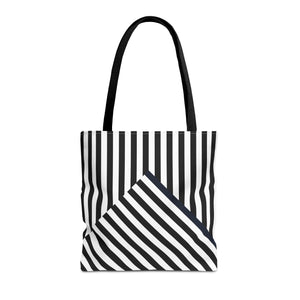 Black striped, AOP Tote Bag