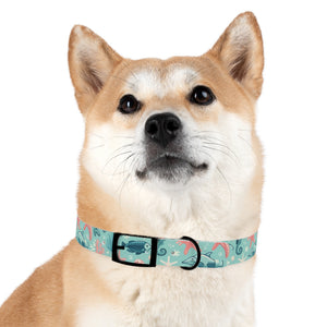Sea Life Dog Collar — Aqua Fish & Coral Pattern for Pets