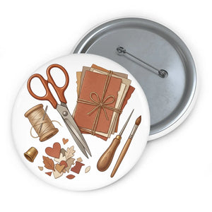 Crafting Tools Pin Button — Cute Scrapbooking & Stationery Badge