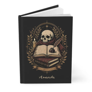 Dark Academia Skull Journal — Personalized Lined Hardcover Notebook