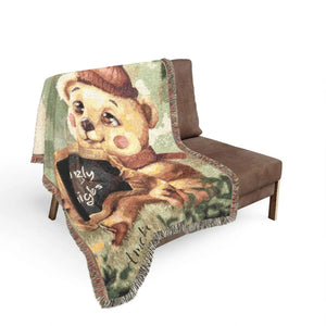 DipaliZ Grizzly Bear Giggles Woven Blanket Cotton Throw