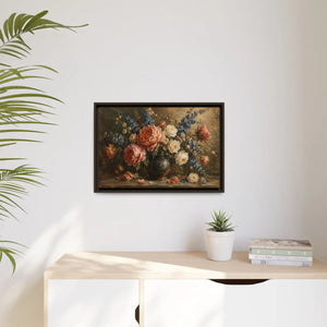 Vintage floral bouquet framed canvas wall art - printable