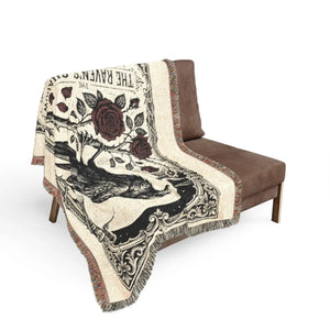 60 by 50 inch woven raven blanket from DipaliZ in near-black and wine