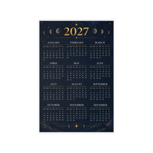 Gold-tone moon phase detail from the DipaliZ 2027 navy calendar wall decal