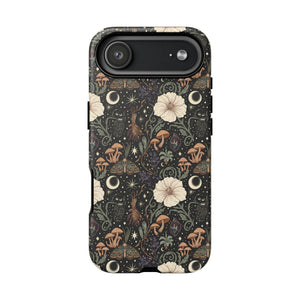 Mystic Night Floral Phone Case — Moon, Moths & Mushroom Pattern Tough Case