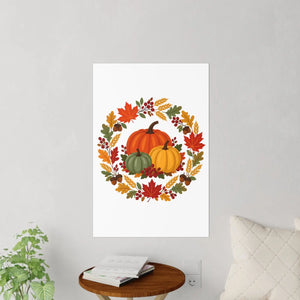 Autumn harvest pumpkin wreath wall decal - decals