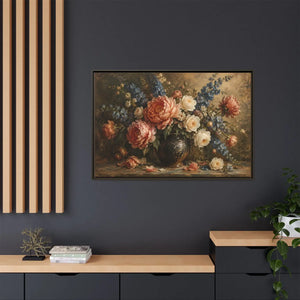 Vintage floral bouquet framed canvas wall art - printable