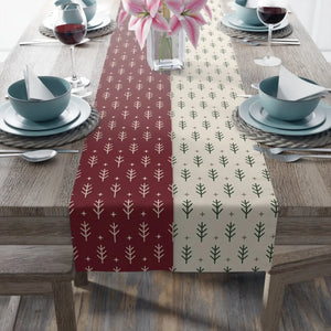 Rust & Cream Minimal Pine Table Runner — Rustic Holiday Dining Decor