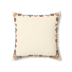 Personalized Dog Photo Pillow — Custom Pet Name "ZEUS" Square Throw Pillow, Cute Heart & Paw Border