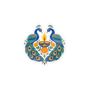Peacock diya kiss-cut vinyl decal - home decor decals
