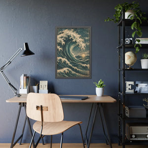 Framed ocean wave poster wall art - posters
