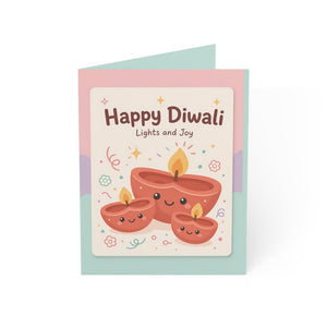 Personalized, Diwali Greeting Cards — 'Happy Diwali: Lights and Joy' Festive Card Pack (1/10/30/50 pcs)