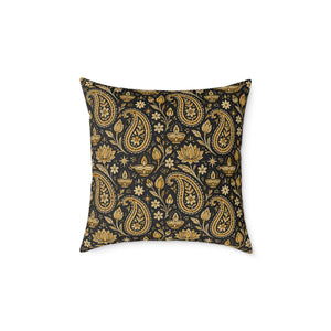 Vintage Black and Gold Paisley Pillow