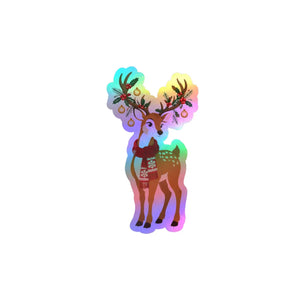 Kiss-cut vinyl decal – festive christmas reindeer with antlers - home decor decals